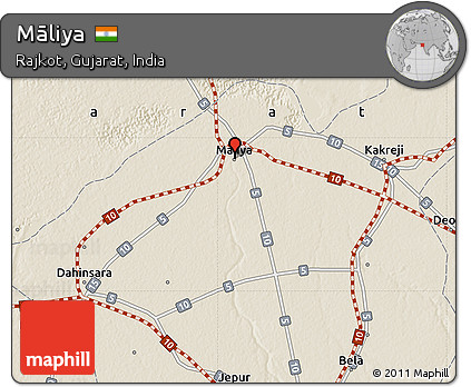 Shaded Relief Map of Māliya