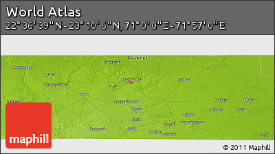 Physical Panoramic Map of the Area around 22° 53' 22" N, 71° 28' 29" E