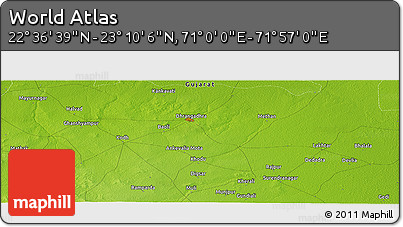 Physical Panoramic Map of the Area around 22° 53' 22" N, 71° 28' 29" E