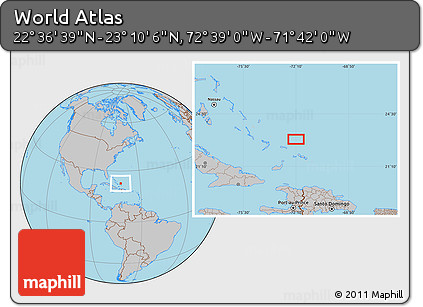 Gray Location Map of the Area around 22° 53' 22" N, 72° 10' 30" W