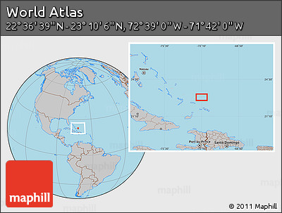 Gray Location Map of the Area around 22° 53' 22" N, 72° 10' 30" W