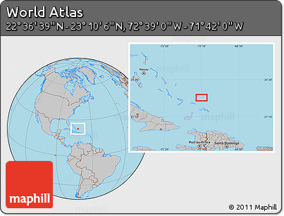 Gray Location Map of the Area around 22° 53' 22" N, 72° 10' 30" W