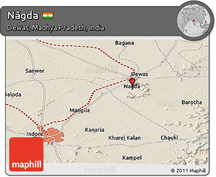Shaded Relief Panoramic Map of Nāgda