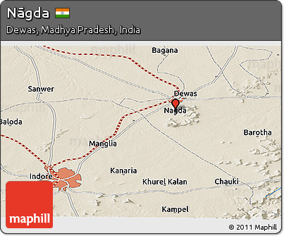 Shaded Relief Panoramic Map of Nāgda