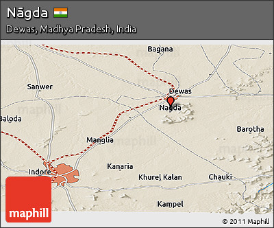 Shaded Relief Panoramic Map of Nāgda
