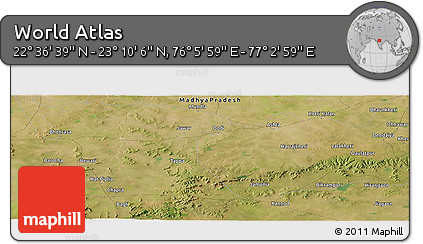 Satellite Panoramic Map of the Area around 22° 53' 22" N, 76° 34' 29" E