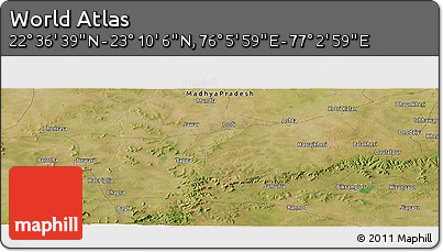 Satellite Panoramic Map of the Area around 22° 53' 22" N, 76° 34' 29" E