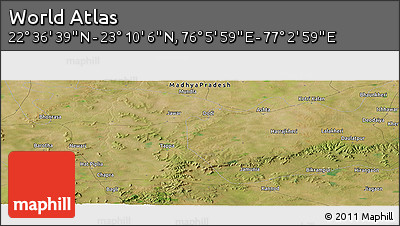 Satellite Panoramic Map of the Area around 22° 53' 22" N, 76° 34' 29" E