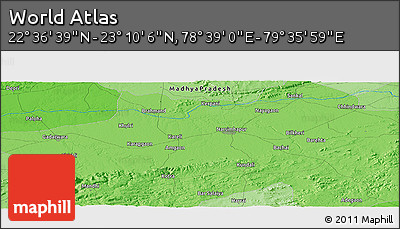 Political Panoramic Map of the Area around 22° 53' 22" N, 79° 7' 30" E