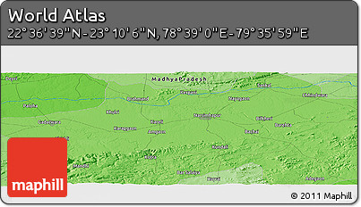 Political Panoramic Map of the Area around 22° 53' 22" N, 79° 7' 30" E