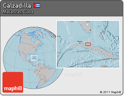 Gray Location Map of Calzadilla, hill shading