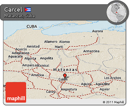Shaded Relief Panoramic Map of Carcel