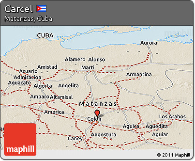 Shaded Relief Panoramic Map of Carcel