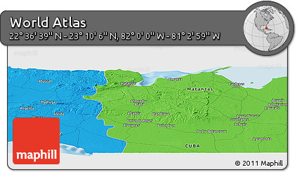 Political Panoramic Map of the Area around 22° 53' 22" N, 81° 31' 30" W