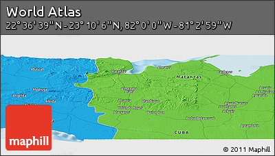 Political Panoramic Map of the Area around 22° 53' 22" N, 81° 31' 30" W