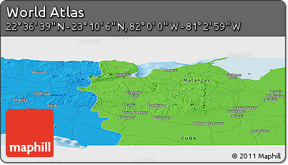Political Panoramic Map of the Area around 22° 53' 22" N, 81° 31' 30" W