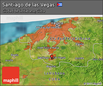 Satellite 3D Map of Santiago De Las Vegas