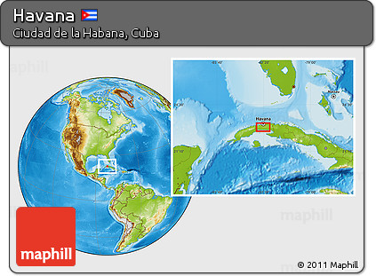 Physical Location Map of Havana