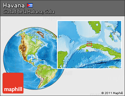 Physical Location Map of Havana
