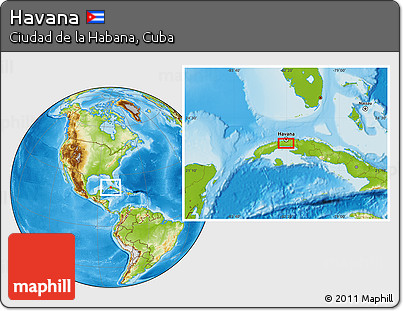 Physical Location Map of Havana