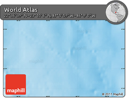 Shaded Relief Map of the Area around 22° 53' 22" N, 86° 37' 30" W