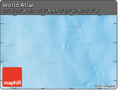 Shaded Relief Map of the Area around 22° 53' 22" N, 86° 37' 30" W