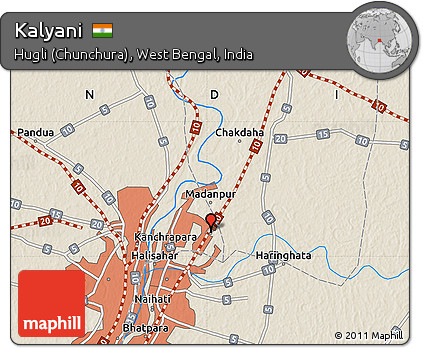 Kalyani A Block Map Free Shaded Relief Map Of Kalyani