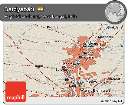Shaded Relief Panoramic Map of Baidyabāti