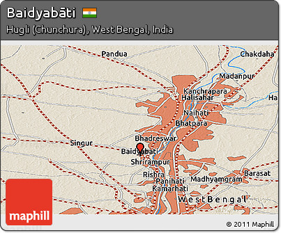 Shaded Relief Panoramic Map of Baidyabāti