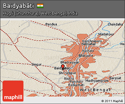 Shaded Relief Panoramic Map of Baidyabāti