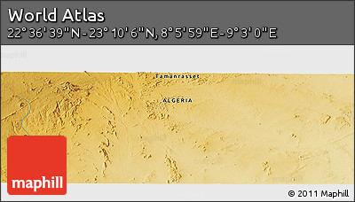 Physical Panoramic Map of the Area around 22° 53' 22" N, 8° 34' 29" E
