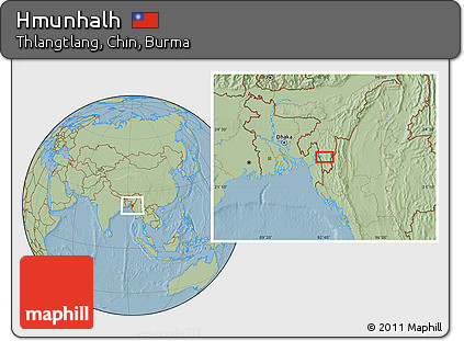 Savanna Style Location Map of Hmunhalh, hill shading