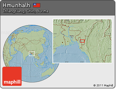 Savanna Style Location Map of Hmunhalh, hill shading
