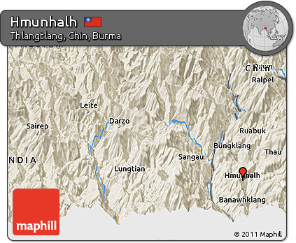 Shaded Relief Panoramic Map of Hmunhalh