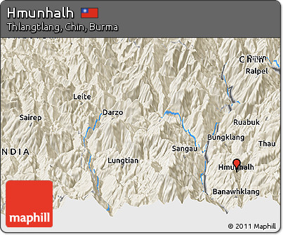 Shaded Relief Panoramic Map of Hmunhalh