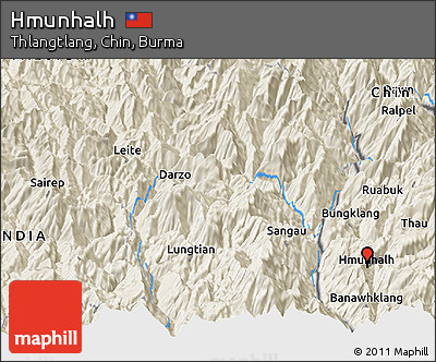 Shaded Relief Panoramic Map of Hmunhalh