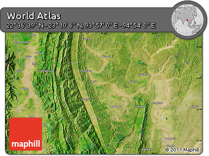 Satellite Map of the Area around 22° 53' 22" N, 94° 25' 30" E