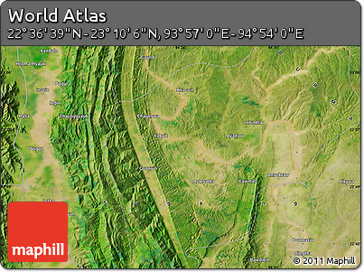 Satellite Map of the Area around 22° 53' 22" N, 94° 25' 30" E