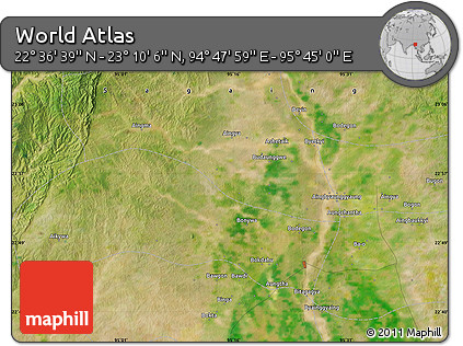 Satellite Map of the Area around 22° 53' 22" N, 95° 16' 30" E