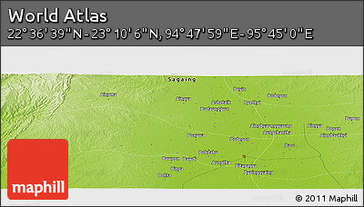 Physical Panoramic Map of the Area around 22° 53' 22" N, 95° 16' 30" E