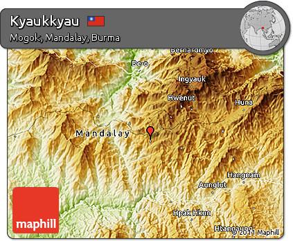 Physical 3D Map of Kyaukkyau