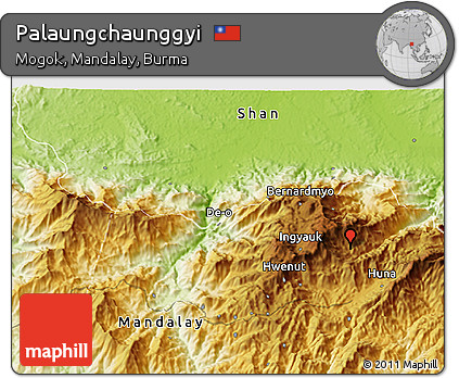 Physical 3D Map of Palaungchaunggyi