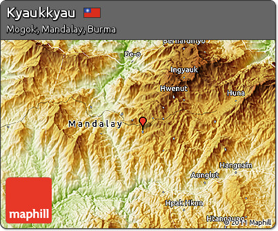 Physical 3D Map of Kyaukkyau