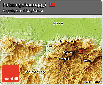 Physical 3D Map of Palaungchaunggyi