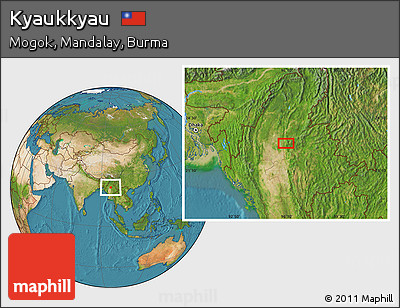 Satellite Location Map of Kyaukkyau