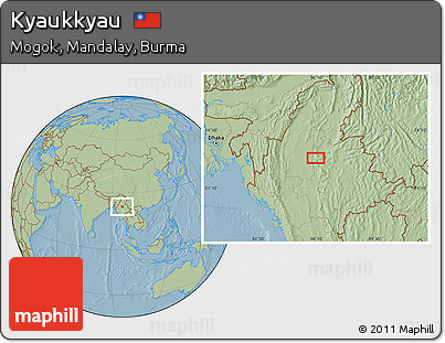 Savanna Style Location Map of Kyaukkyau, hill shading