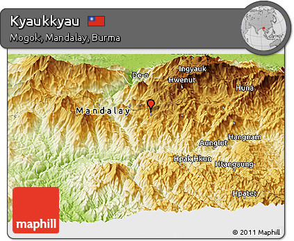 Physical Panoramic Map of Kyaukkyau