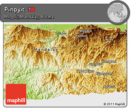 Physical Panoramic Map of Pinpyit