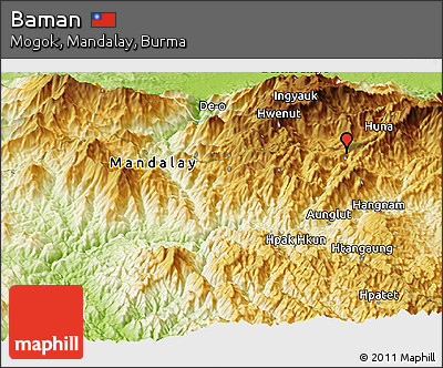 Physical Panoramic Map of Baman