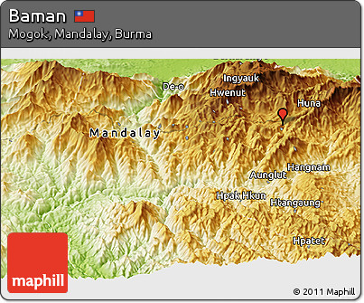 Physical Panoramic Map of Baman
